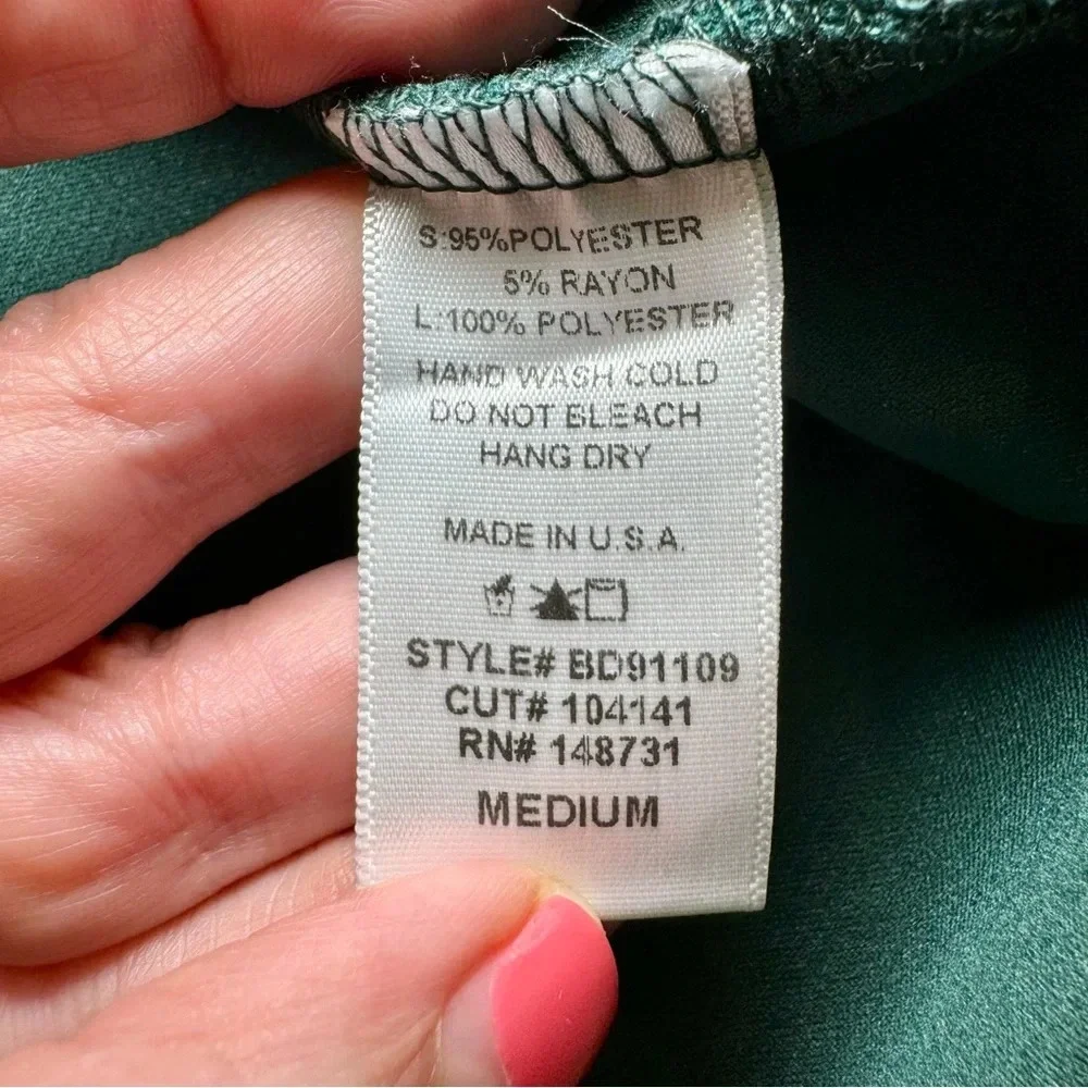 Blue Blush Dark Green Asymmetric‎ One Shoulder Mini Dress size Medium